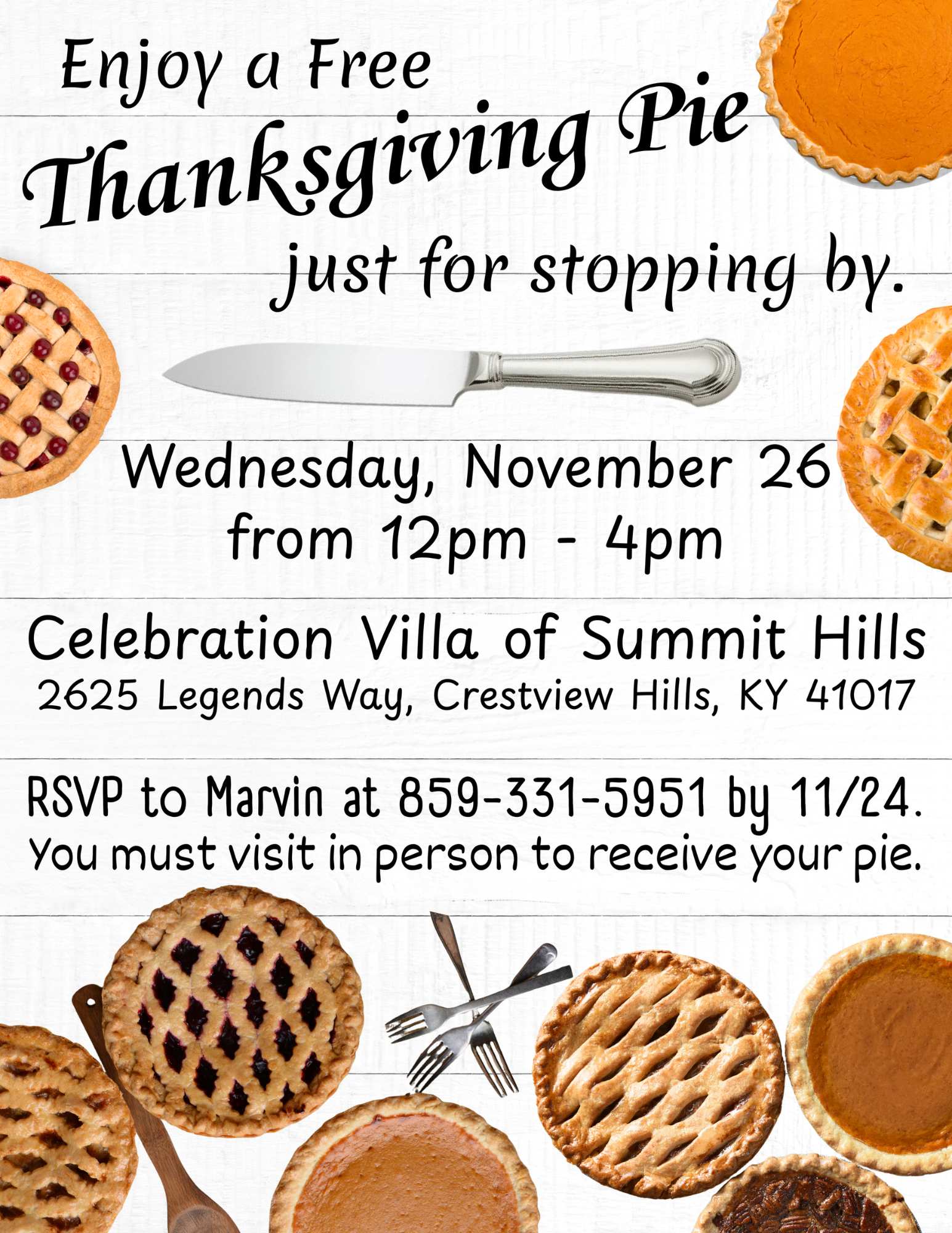 ThanksgivingPieGiveaway A pumpkin pie with a slice taken out